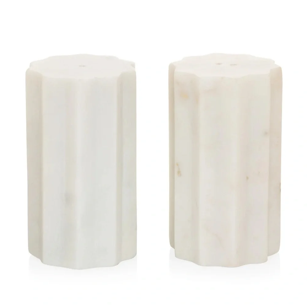 HUDSON GRACE NEW 2pc faceted marble salt & pepper shakers
